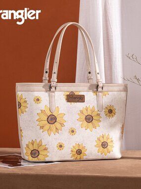 Wrangler by Montana West Tote Summer Sunflower Handbag New Beige